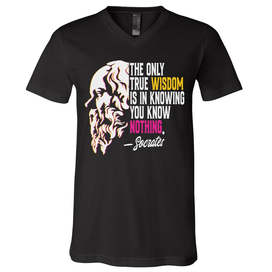 Ancient Greek Philosophy Quote The Only True Wisdom Socrates V-Neck T-Shirt