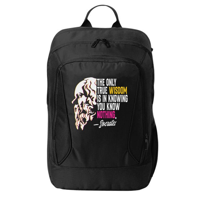 Ancient Greek Philosophy Quote The Only True Wisdom Socrates City Backpack