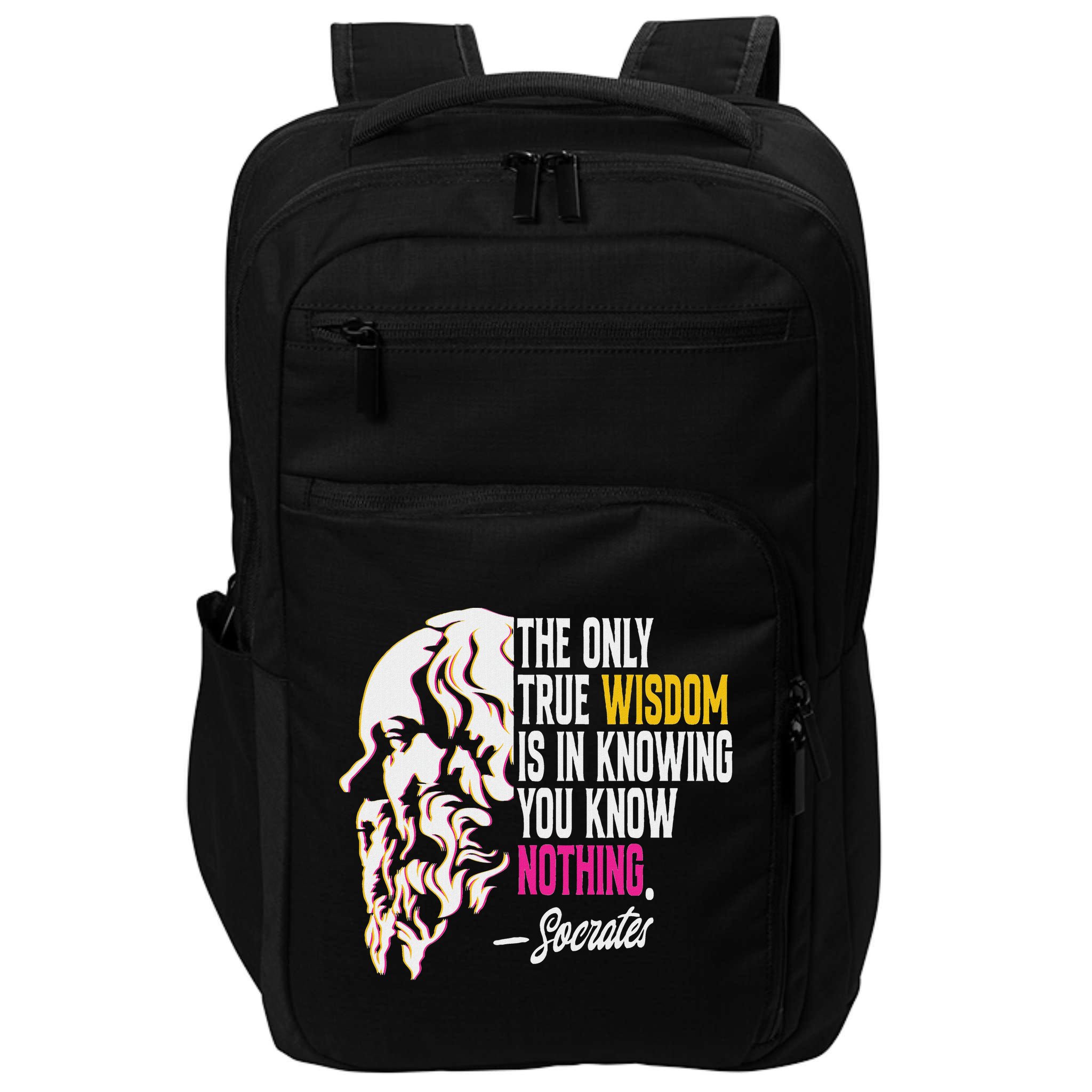 Ancient Greek Philosophy Quote The Only True Wisdom Socrates Impact Tech Backpack