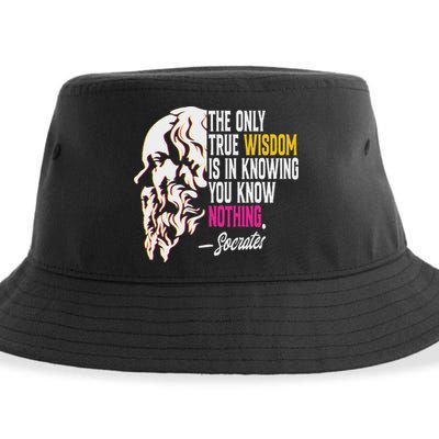 Ancient Greek Philosophy Quote The Only True Wisdom Socrates Sustainable Bucket Hat