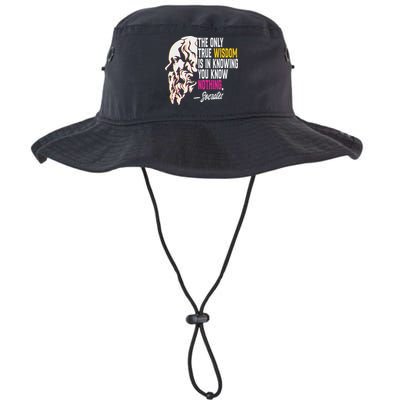 Ancient Greek Philosophy Quote The Only True Wisdom Socrates Bucket Hat