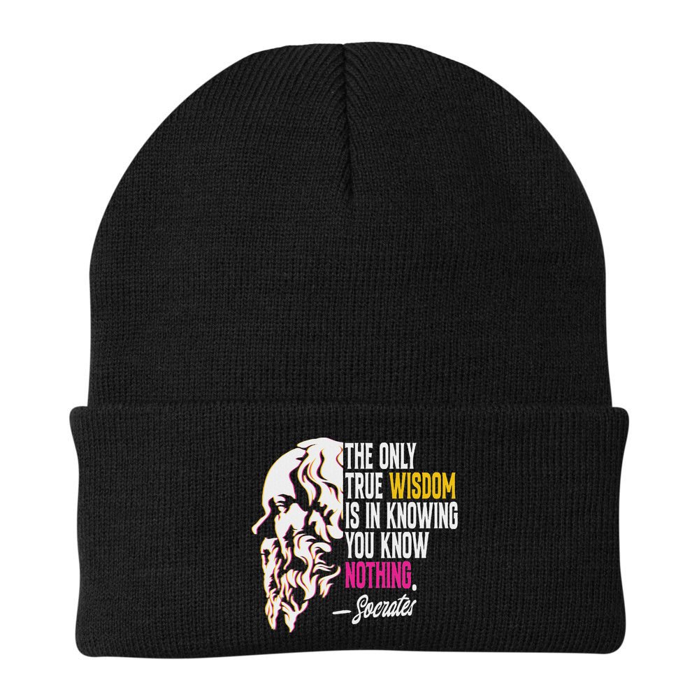 Ancient Greek Philosophy Quote The Only True Wisdom Socrates Beanie