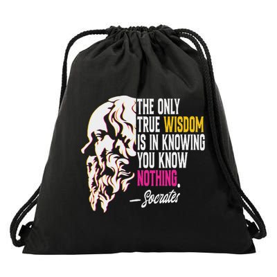 Ancient Greek Philosophy Quote The Only True Wisdom Socrates Drawstring Bag