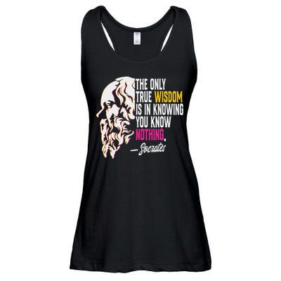 Ancient Greek Philosophy Quote The Only True Wisdom Socrates Ladies Essential Flowy Tank