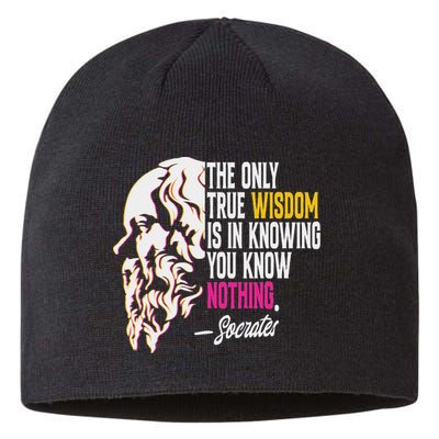Ancient Greek Philosophy Quote The Only True Wisdom Socrates Sustainable Beanie