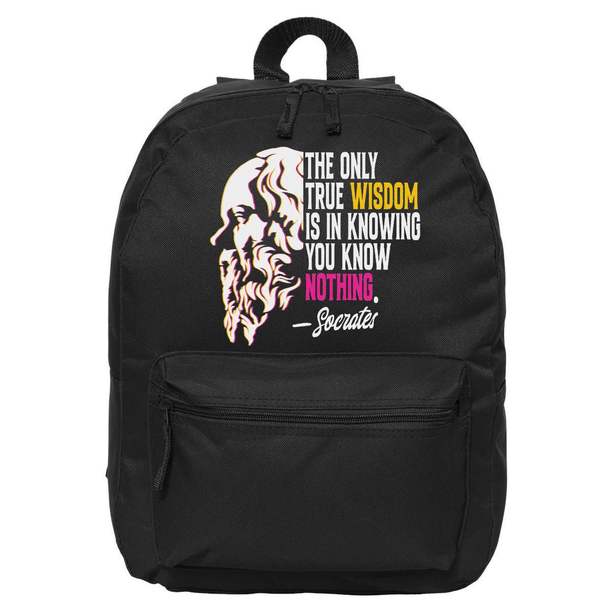 Ancient Greek Philosophy Quote The Only True Wisdom Socrates 16 in Basic Backpack