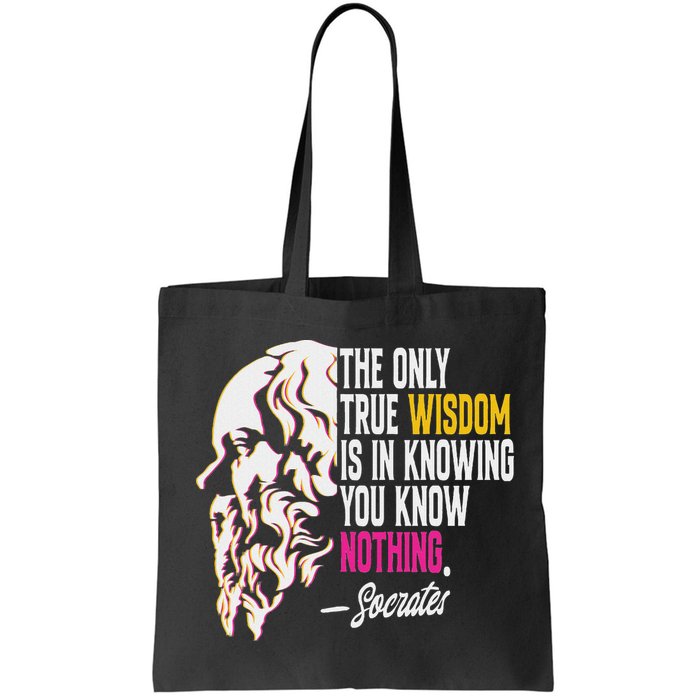 Ancient Greek Philosophy Quote The Only True Wisdom Socrates Bag