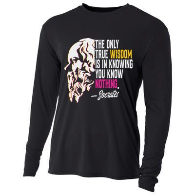 Ancient Greek Philosophy Quote The Only True Wisdom Socrates Cooling Performance Long Sleeve Crew