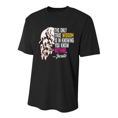 Ancient Greek Philosophy Quote The Only True Wisdom Socrates Youth Performance Sprint T-Shirt