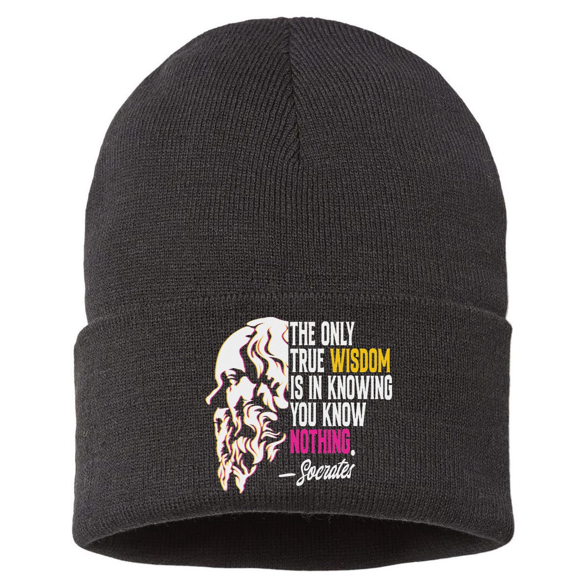 Ancient Greek Philosophy Quote The Only True Wisdom Socrates Sustainable Knit Beanie