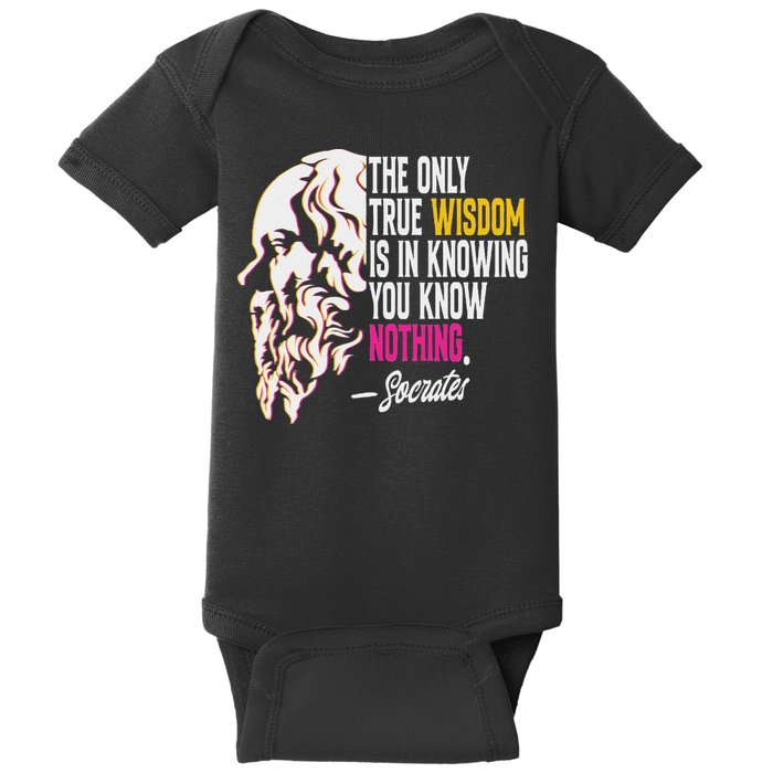 Ancient Greek Philosophy Quote The Only True Wisdom Socrates Baby Bodysuit