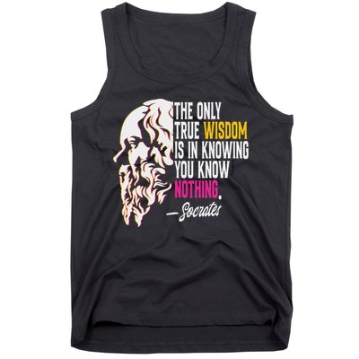 Ancient Greek Philosophy Quote The Only True Wisdom Socrates Tank Top