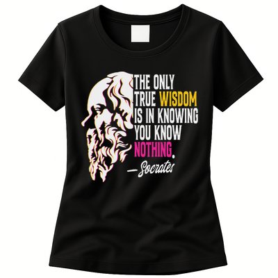 Ancient Greek Philosophy Quote The Only True Wisdom Socrates Womens T-Shirt