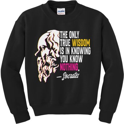 Ancient Greek Philosophy Quote The Only True Wisdom Socrates Kids Sweatshirt