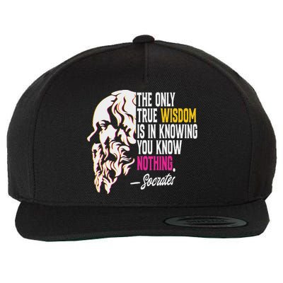 Ancient Greek Philosophy Quote The Only True Wisdom Socrates Wool Snapback Cap