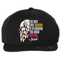 Ancient Greek Philosophy Quote The Only True Wisdom Socrates Wool Snapback Cap