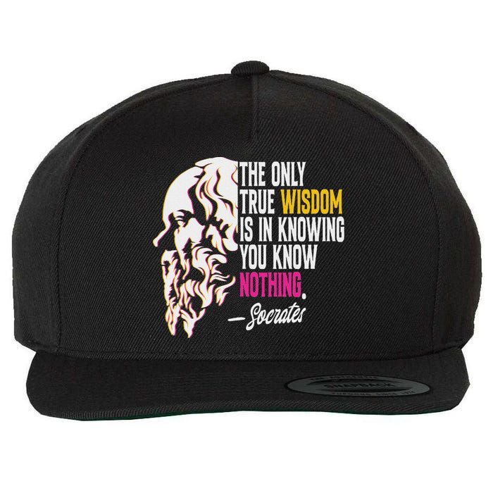 Ancient Greek Philosophy Quote The Only True Wisdom Socrates Wool Snapback Cap