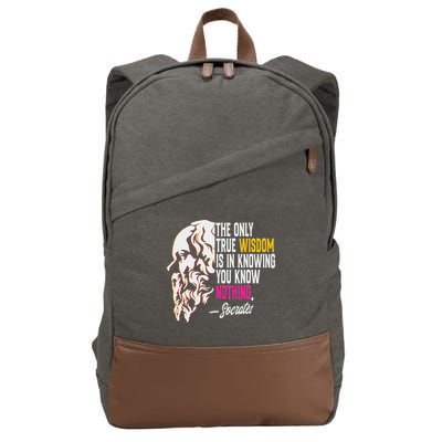 Ancient Greek Philosophy Quote The Only True Wisdom Socrates Cotton Canvas Backpack