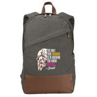 Ancient Greek Philosophy Quote The Only True Wisdom Socrates Cotton Canvas Backpack