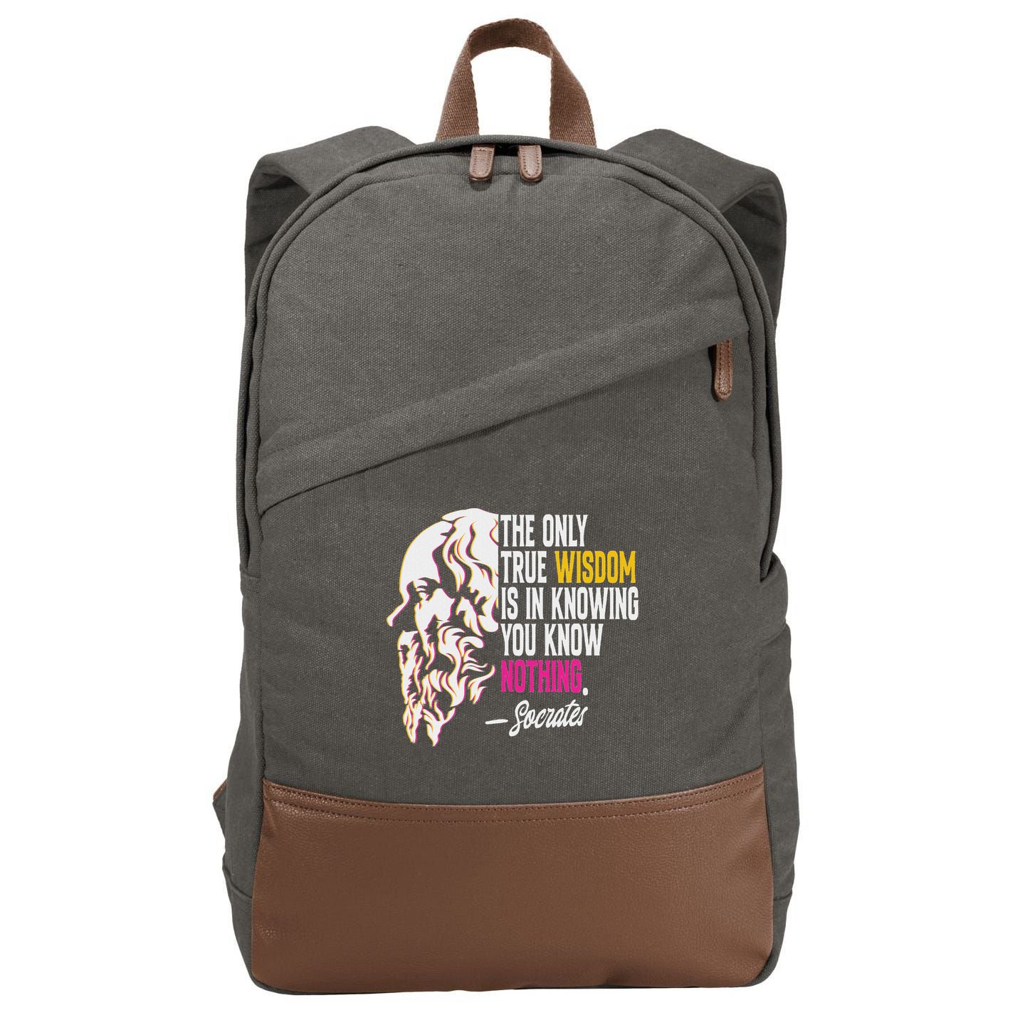 Ancient Greek Philosophy Quote The Only True Wisdom Socrates Cotton Canvas Backpack
