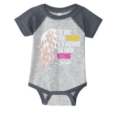 Ancient Greek Philosophy Quote The Only True Wisdom Socrates Infant Baby Jersey Bodysuit