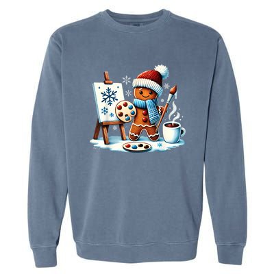 Artist Gingerbread Painter Art Teacher Student Christmas Garment-Dyed Sweatshirt