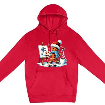 Artist Gingerbread Painter Art Teacher Student Christmas Premium Pullover Hoodie