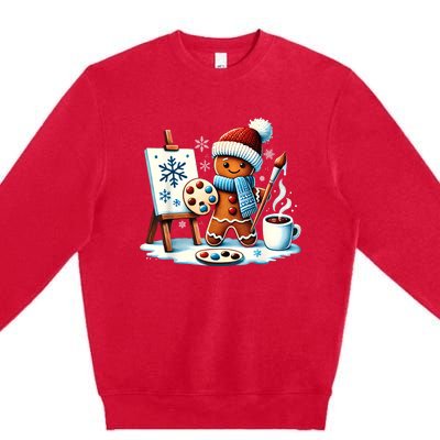 Artist Gingerbread Painter Art Teacher Student Christmas Premium Crewneck Sweatshirt