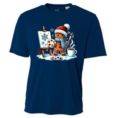 Artist Gingerbread Painter Art Teacher Student Christmas Cooling Performance Crew T-Shirt