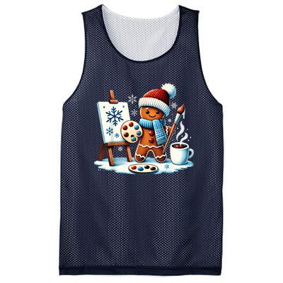 Artist Gingerbread Painter Art Teacher Student Christmas Mesh Reversible Basketball Jersey Tank