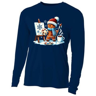 Artist Gingerbread Painter Art Teacher Student Christmas Cooling Performance Long Sleeve Crew