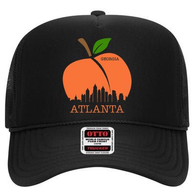 Atlanta Georgia Peach Skyline High Crown Mesh Back Trucker Hat