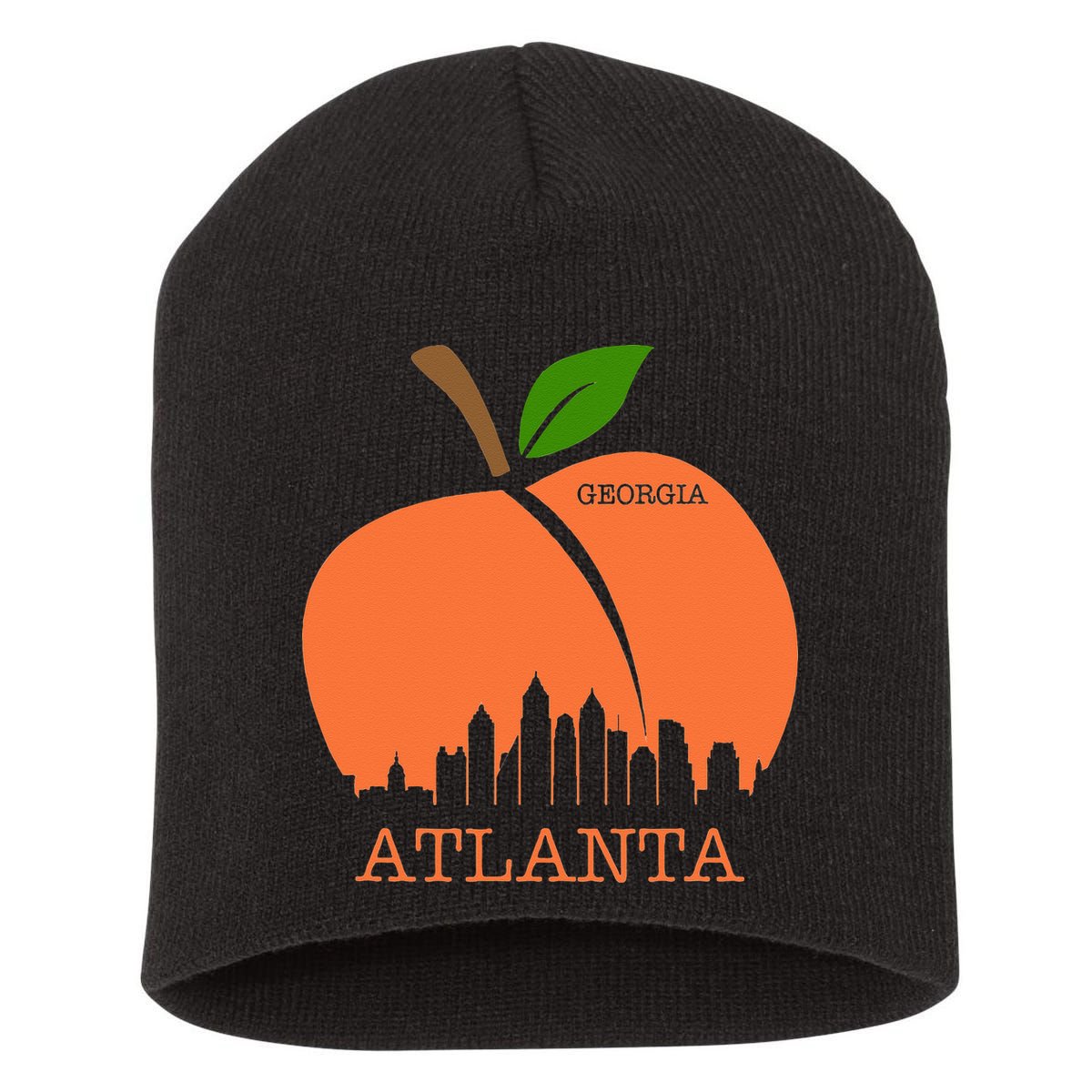 Atlanta Georgia Peach Skyline Short Acrylic Beanie