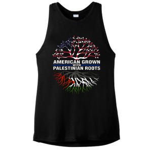 American Grown Palestinian Roots Palestine Flag Ladies PosiCharge Tri-Blend Wicking Tank