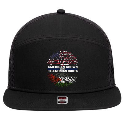 American Grown Palestinian Roots Palestine Flag 7 Panel Mesh Trucker Snapback Hat