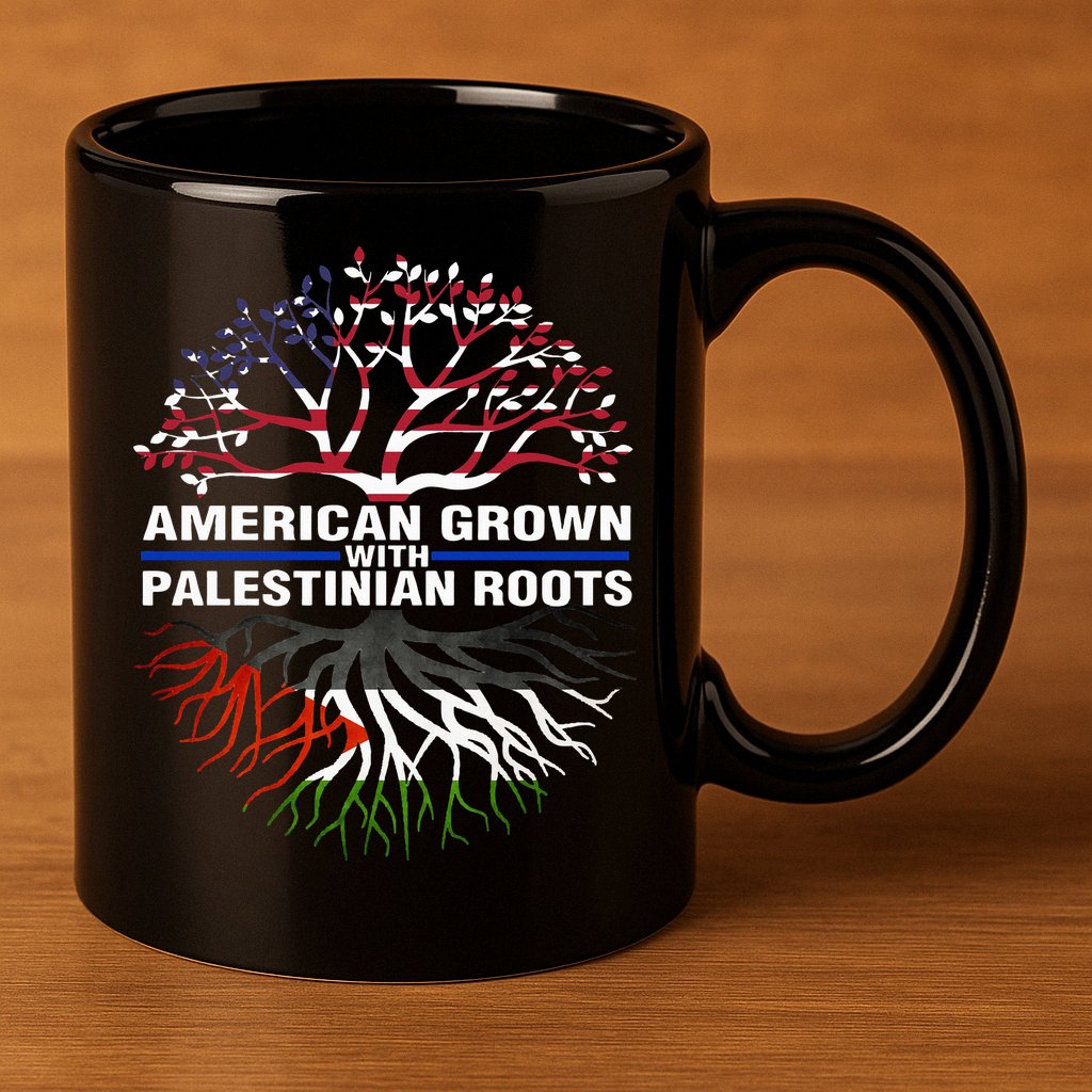 American Grown Palestinian Roots Palestine Flag 11oz C Handle Ceramic Mug