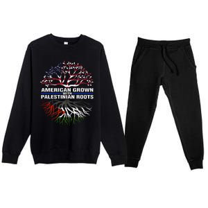 American Grown Palestinian Roots Palestine Flag Premium Crewneck Sweatsuit Set