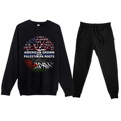 American Grown Palestinian Roots Palestine Flag Premium Crewneck Sweatsuit Set