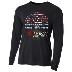 American Grown Palestinian Roots Palestine Flag Cooling Performance Long Sleeve Crew