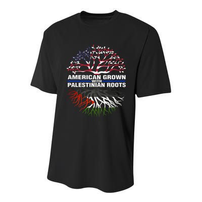 American Grown Palestinian Roots Palestine Flag Youth Performance Sprint T-Shirt