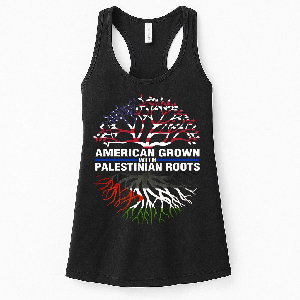 American Grown Palestinian Roots Palestine Flag Womens Tank Top