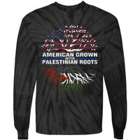 American Grown Palestinian Roots Palestine Flag Tie-Dye Long Sleeve Shirt