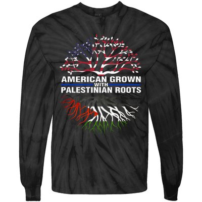 American Grown Palestinian Roots Palestine Flag Tie-Dye Long Sleeve Shirt