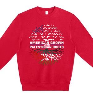 American Grown Palestinian Roots Palestine Flag Premium Crewneck Sweatshirt