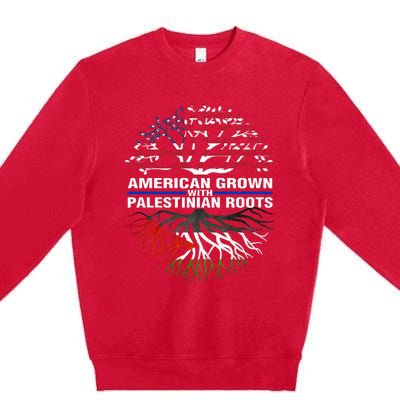 American Grown Palestinian Roots Palestine Flag Premium Crewneck Sweatshirt