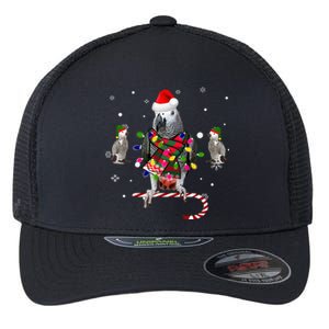 African Grey Parrot Funny Christmas Santa Hat On Gift Flexfit Unipanel Trucker Cap