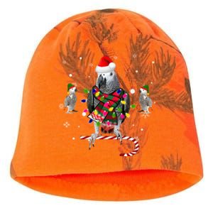 African Grey Parrot Funny Christmas Santa Hat On Gift Kati - Camo Knit Beanie