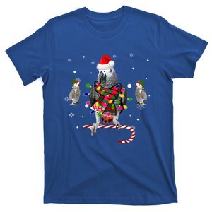 African Grey Parrot Funny Christmas Santa Hat On Gift T-Shirt