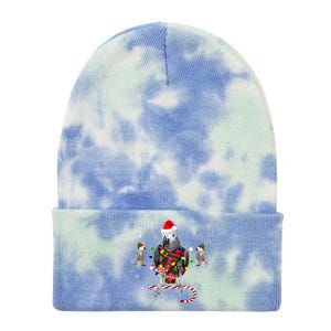 African Grey Parrot Funny Christmas Santa Hat On Gift Tie Dye 12in Knit Beanie