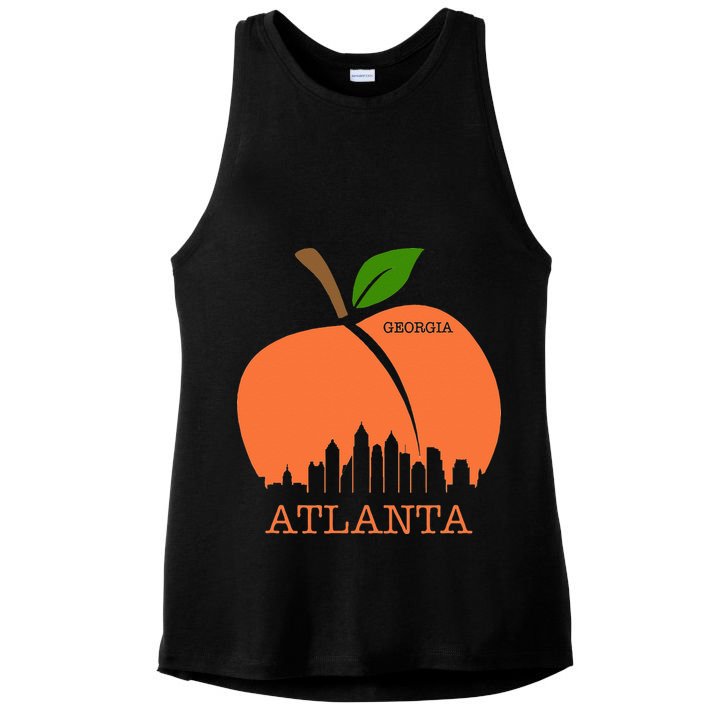 Atlanta Georgia Peach Skyline Ladies PosiCharge Tri-Blend Wicking Tank